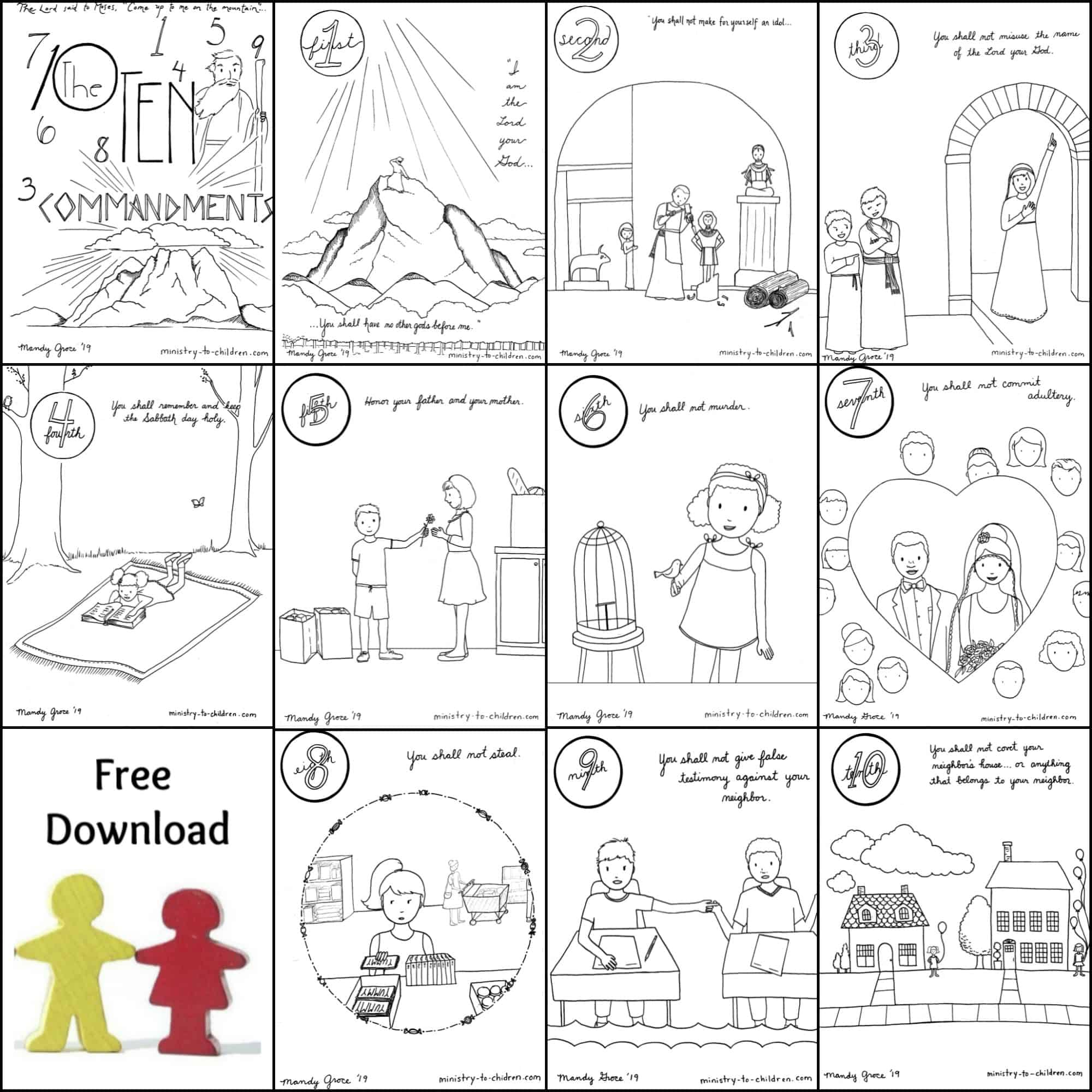 10 Commandments Coloring Book [Free Printable Pdf] Pages For Kids with The Ten Commandments For Kids Printable