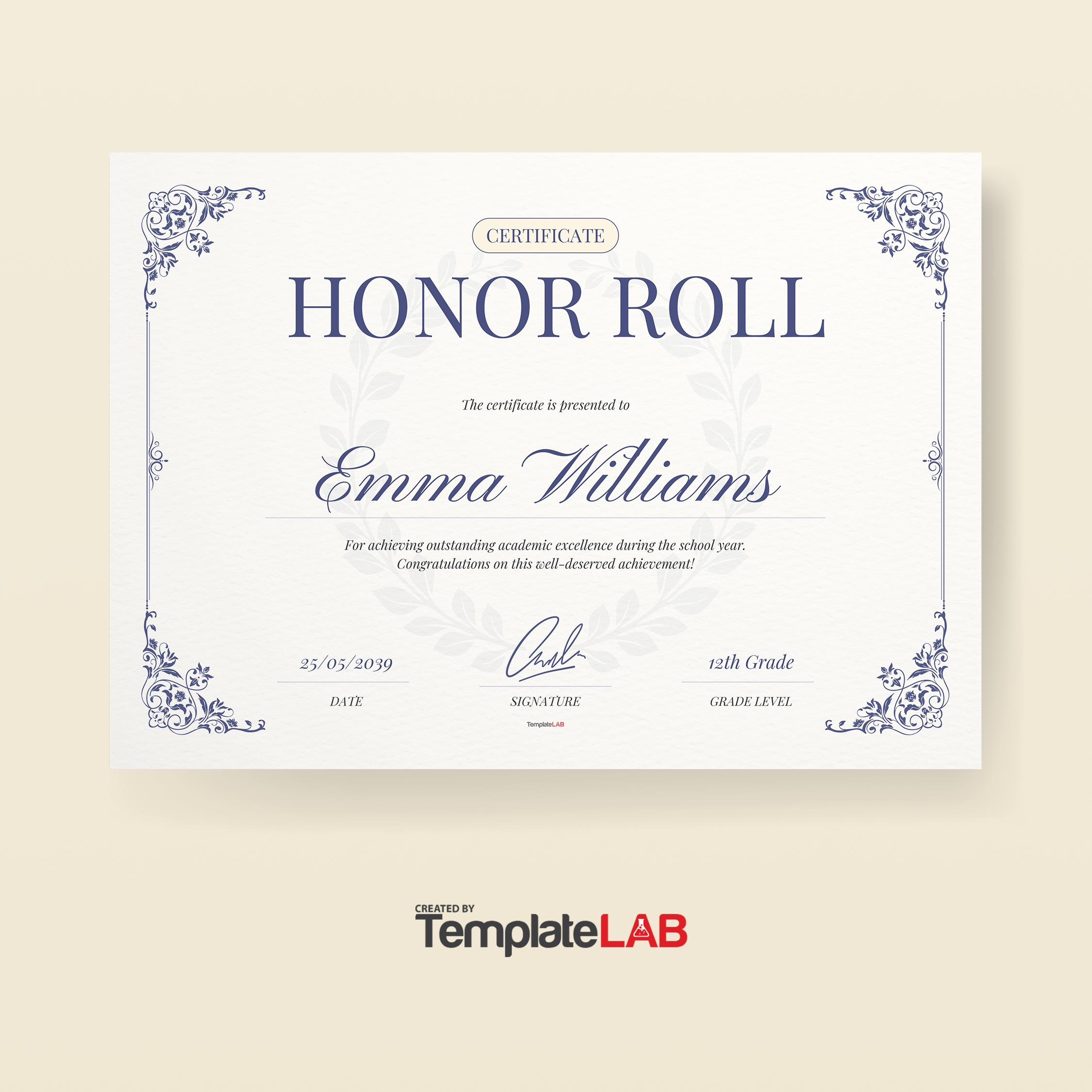 18 Printable Honor Roll Certificate Templates [100% Editable] in Free Printable a Honor Roll Certificates
