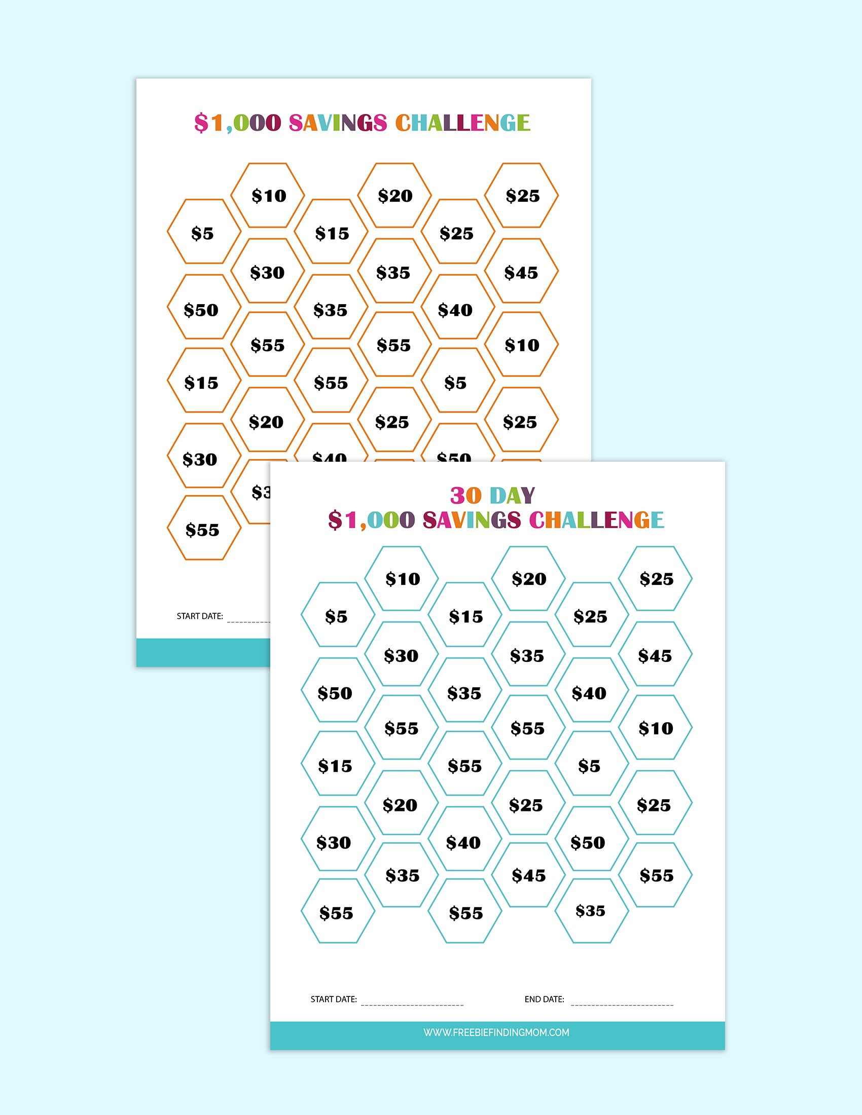2 Printable Money Saving Challenges inside Free Money Saving Challenges Printable