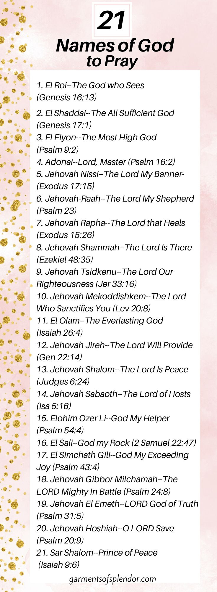 21 Names Of God To Pray Each Day - regarding Praying The Names Of God Printable