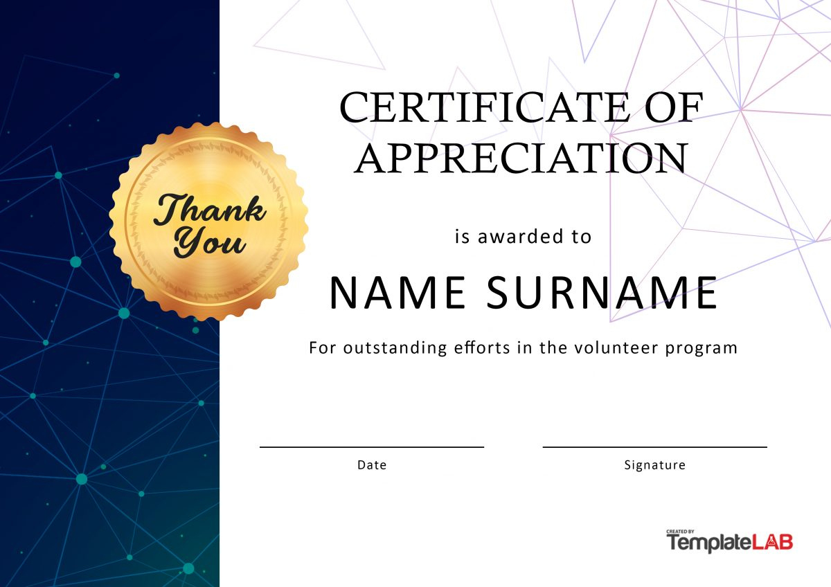 26 Free Certificate Of Appreciation Templates And Letters in Free Printable Certificate of Recognition
