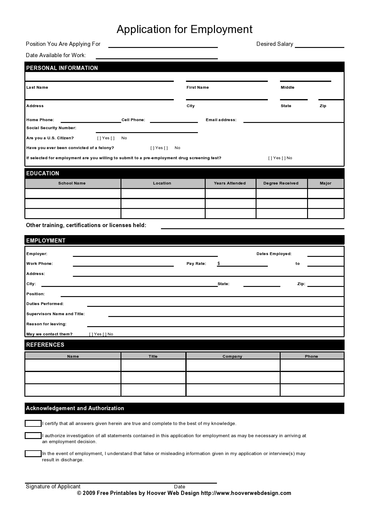 27 Basic Employment Application Templates [Free] with Free Printable Job Application Templates