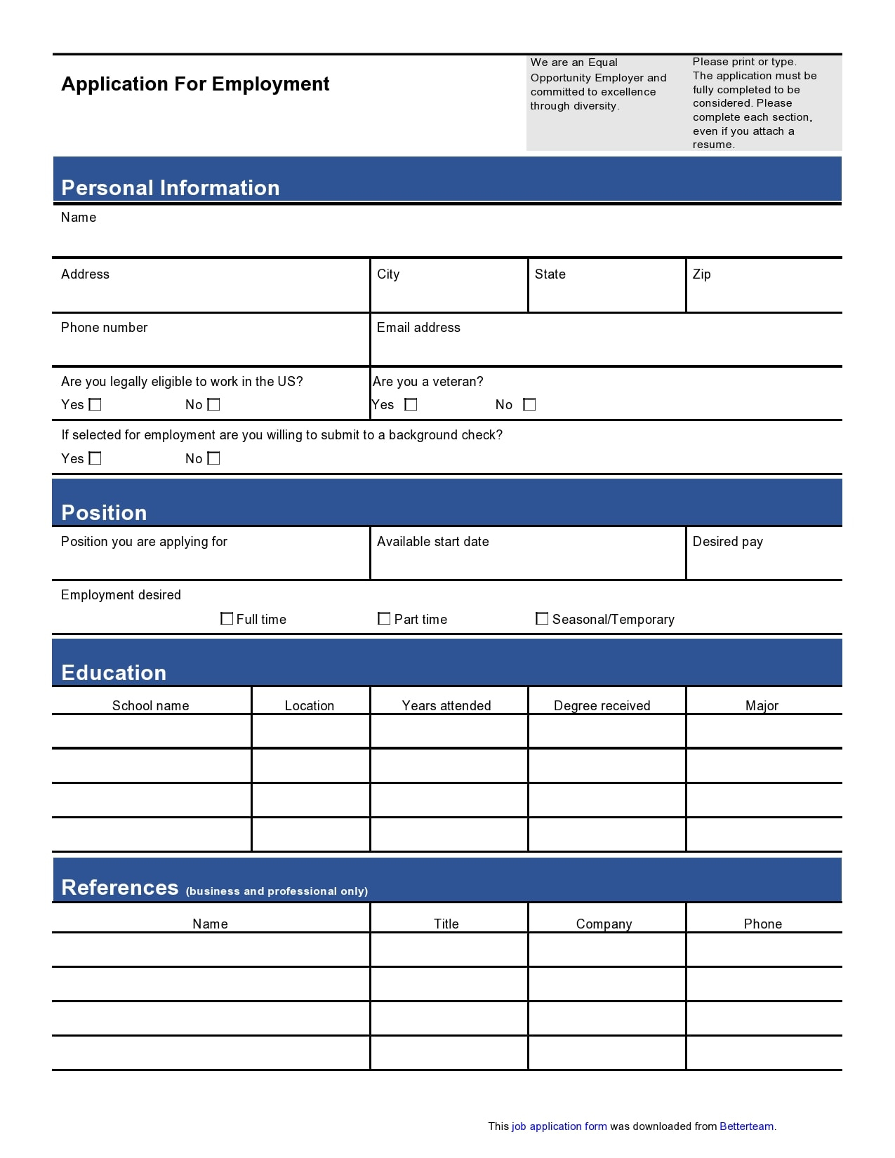27 Basic Employment Application Templates [Free] within Free Printable Employment Application Template