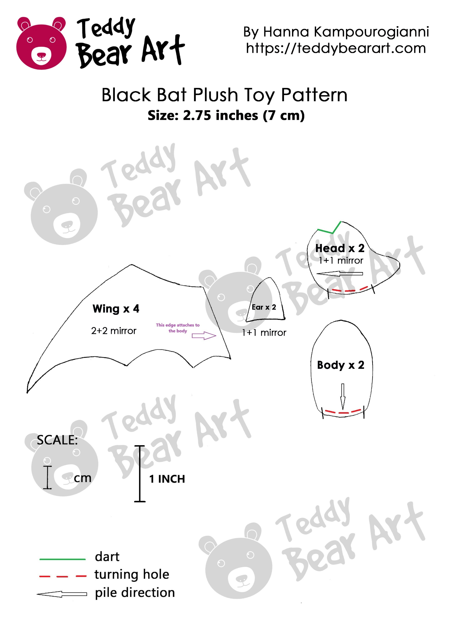 3 Free Soft Toy Sewing Patterns For Bat Plushies - Teddy Bear Art with regard to Free Printable Soft Toy Sewing Patterns