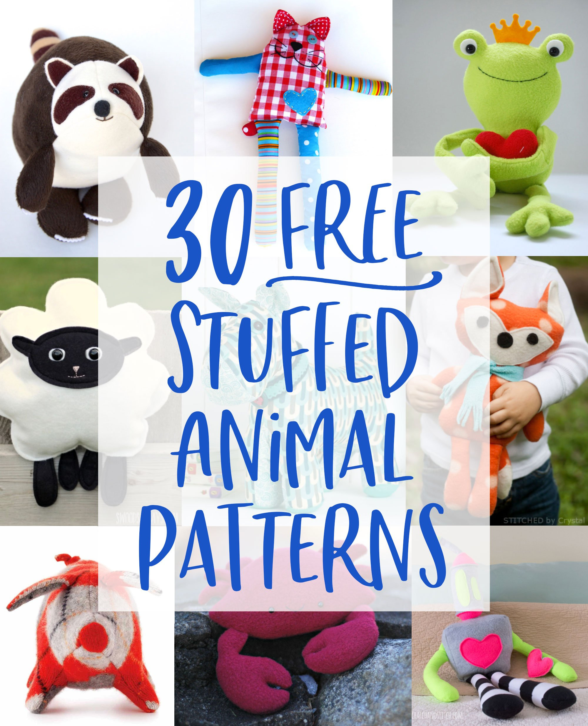 30 Free Stuffed Animal Patterns With Tutorials To Bring To Life in Free Printable Sewing Patterns For Soft Toys
