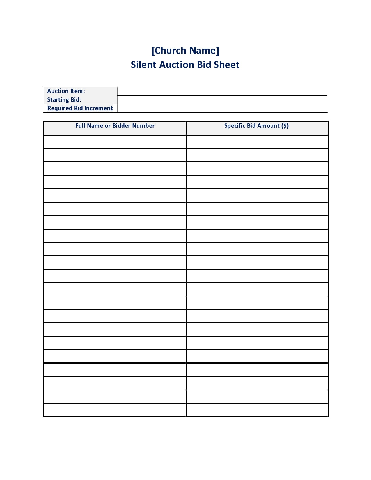 30 Silent Auction Bid Sheet Templates [Free] - Templatearchive with regard to Silent Auction Bid Sheet Printable Free Download