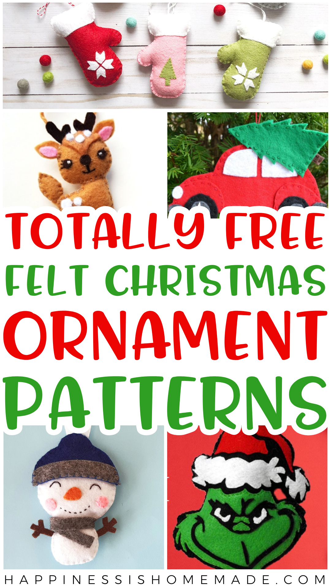 35+ Free Felt Christmas Ornament Patterns - Happiness Is Homemade intended for Felt Ornament Patterns Free Printable
