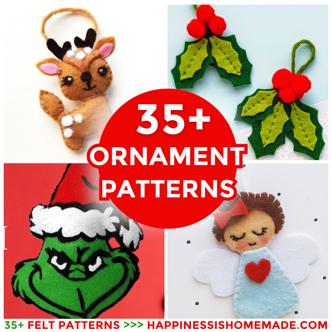35+ Free Felt Christmas Ornament Patterns - Happiness Is Homemade with regard to Felt Ornament Patterns Free Printable