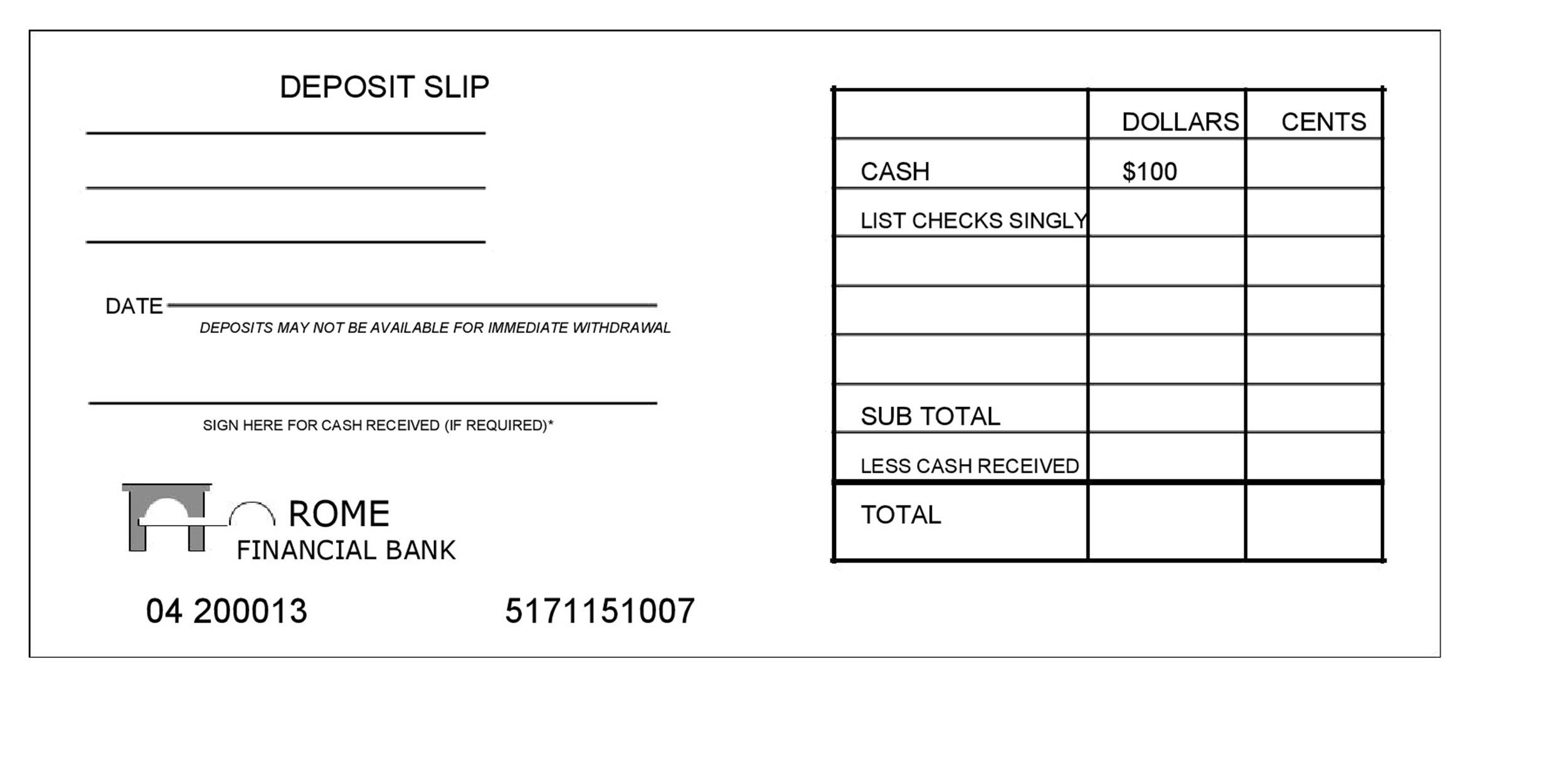 37 Bank Deposit Slip Templates &amp; Examples ᐅ Templatelab for Free Printable Deposit Slip