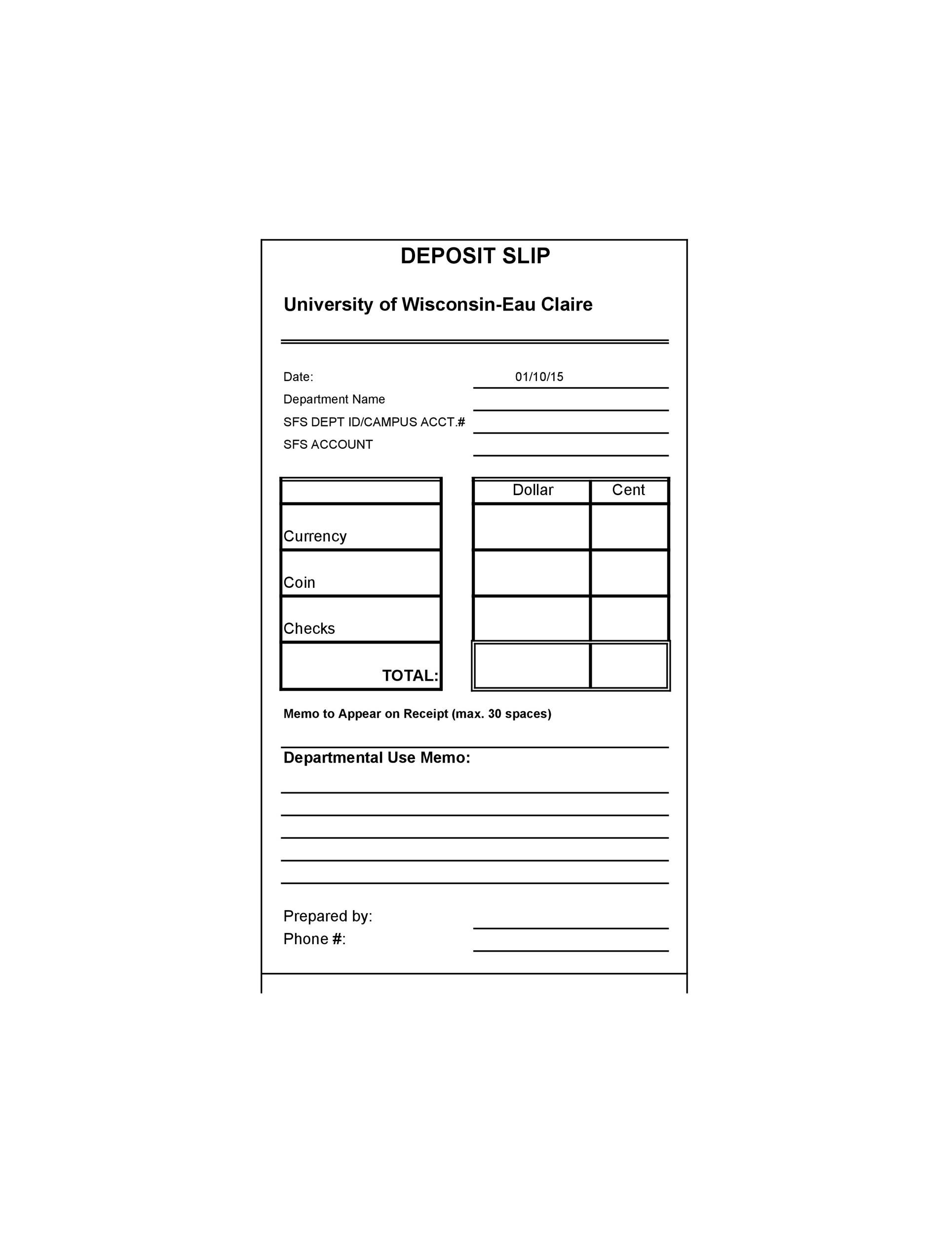 37 Bank Deposit Slip Templates &amp; Examples ᐅ Templatelab with Free Printable Deposit Slip