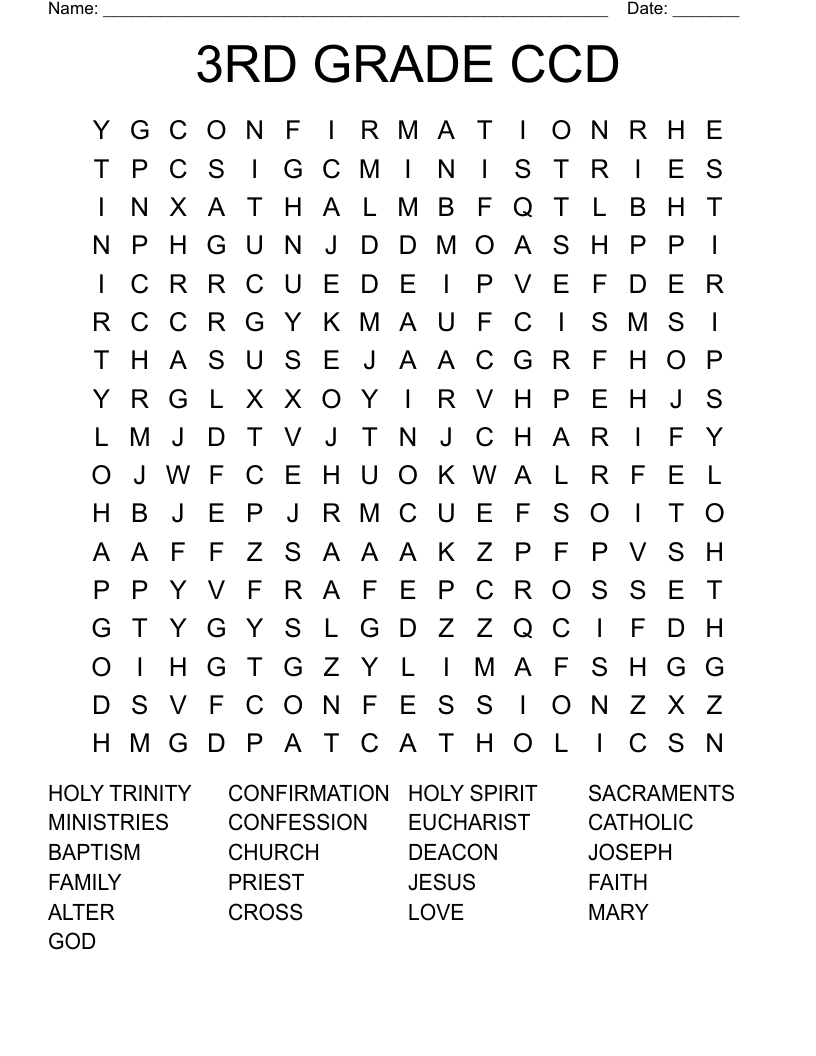 3Rd Grade Ccd Word Search - Wordmint pertaining to Printable Word Searches For 3Rd Graders