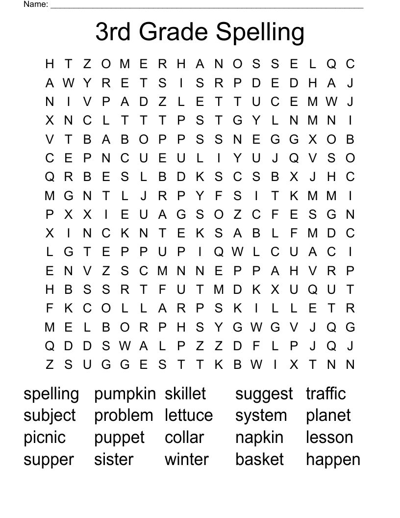 3Rd Grade Spelling Word Search - Wordmint regarding Printable Word Searches For 3Rd Graders