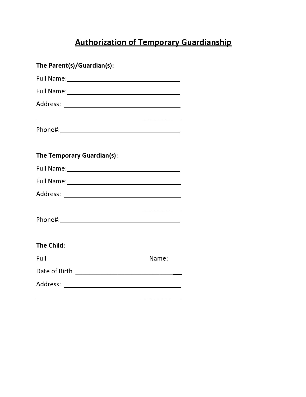 40 Printable Temporary Guardianship Forms [All States] throughout Notarized Printable Temporary Guardianship Agreement Form