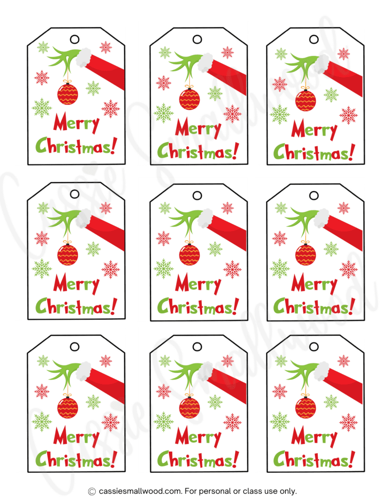 400+ Cutest Printable Christmas Tags (Free Pdf) - Cassie Smallwood with Free Printable Christmas Gift Tag