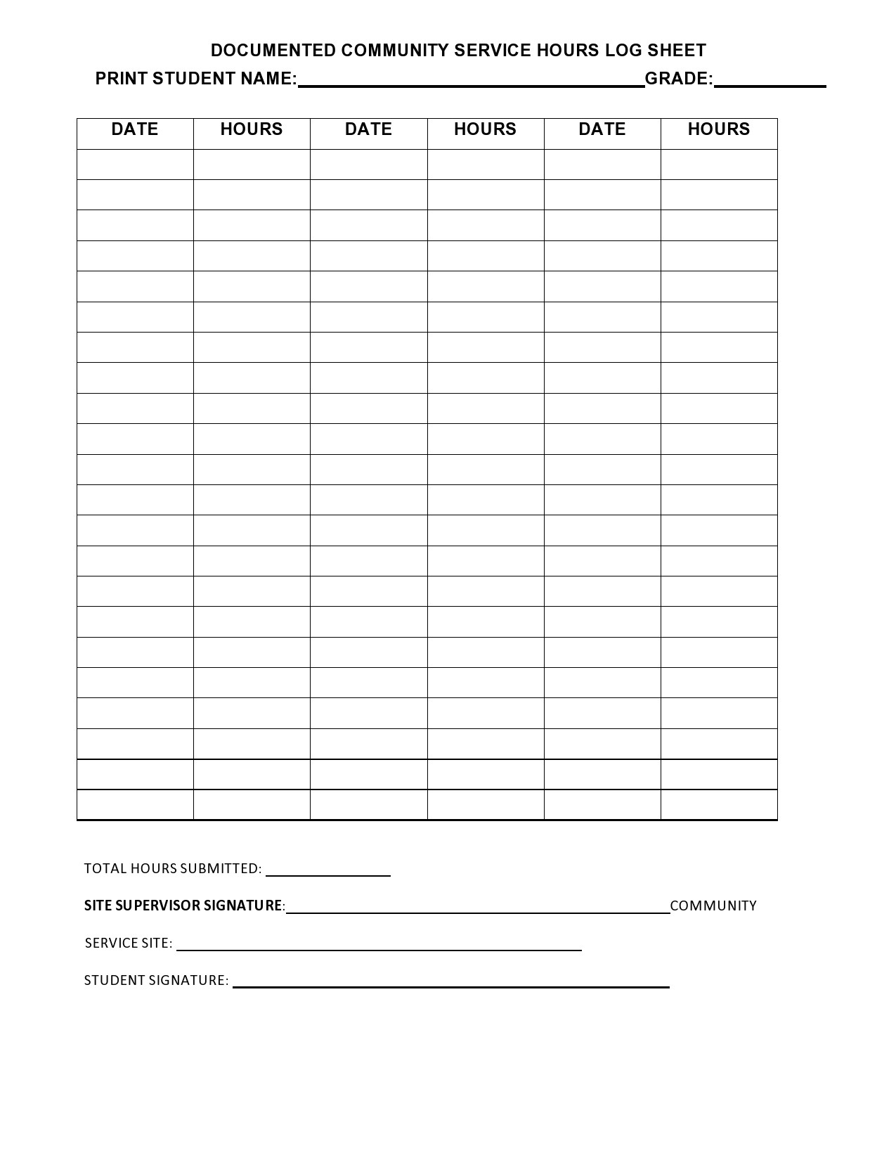 44 Printable Community Service Forms (Ms Word) ᐅ Templatelab with Community Service Log Sheet Printable
