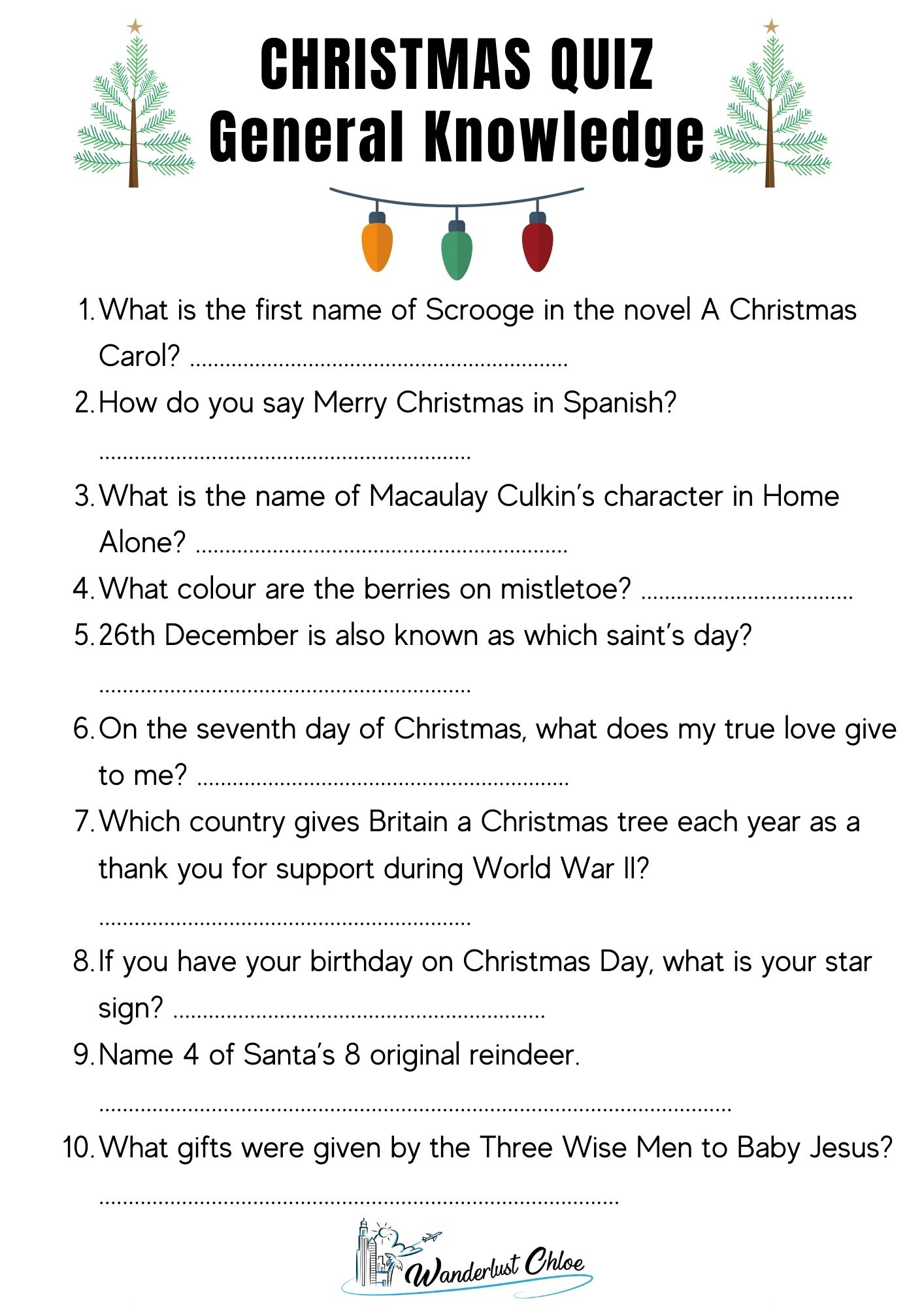 50 Christmas Quiz Questions + Printable Picture Rounds: 2025 in December Trivia Questions And Answers Printable