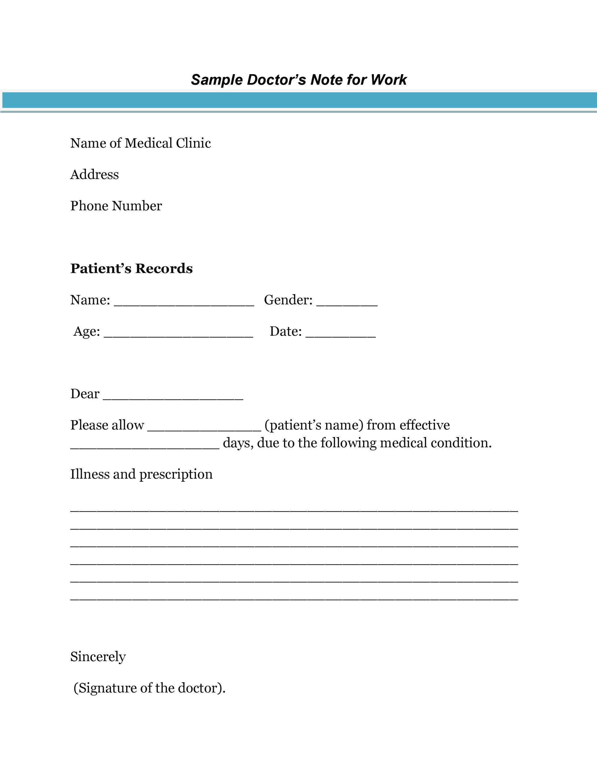 50+ Free Doctor Note Templates [For Work Or School] throughout Doctor Note For Work Printable