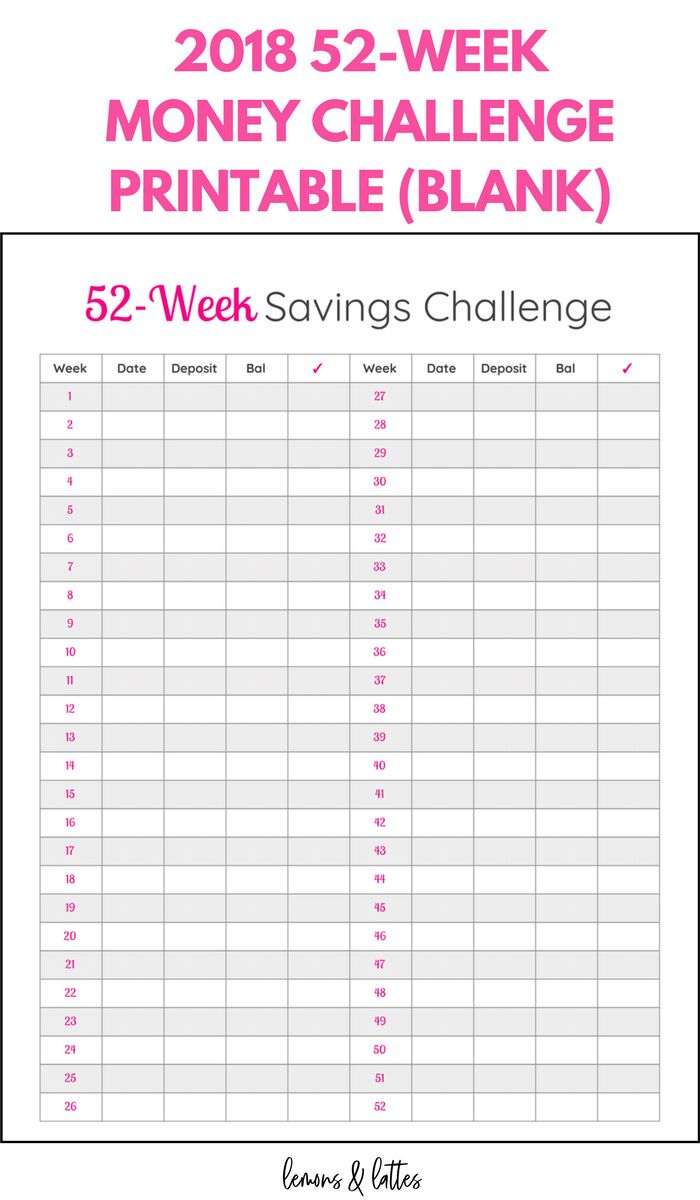 52-Week Money Challenge Printables To Save More In 2025 with Blank 52 Week Money Challenge Printable