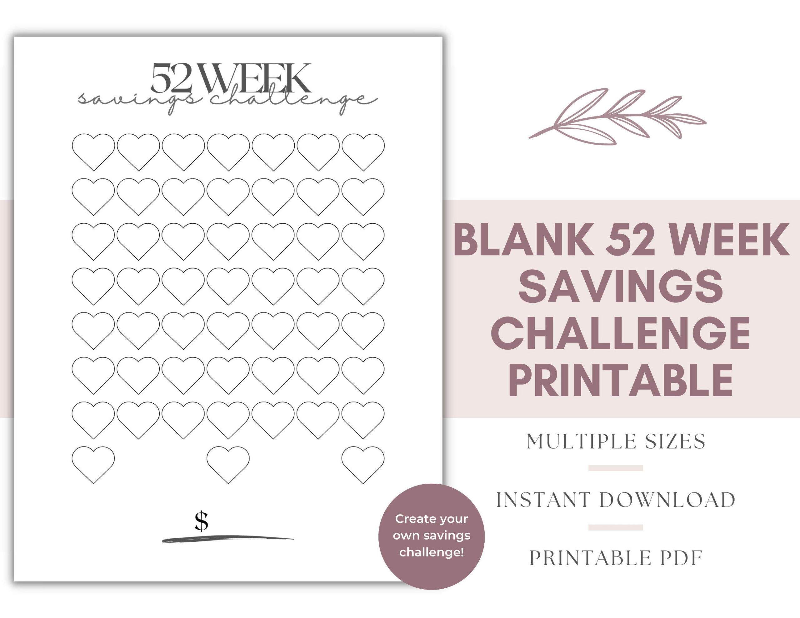 52 Weeks Savings Challenge, 52 Week Challenge Printable, 52 Week within Blank 52 Week Money Challenge Printable