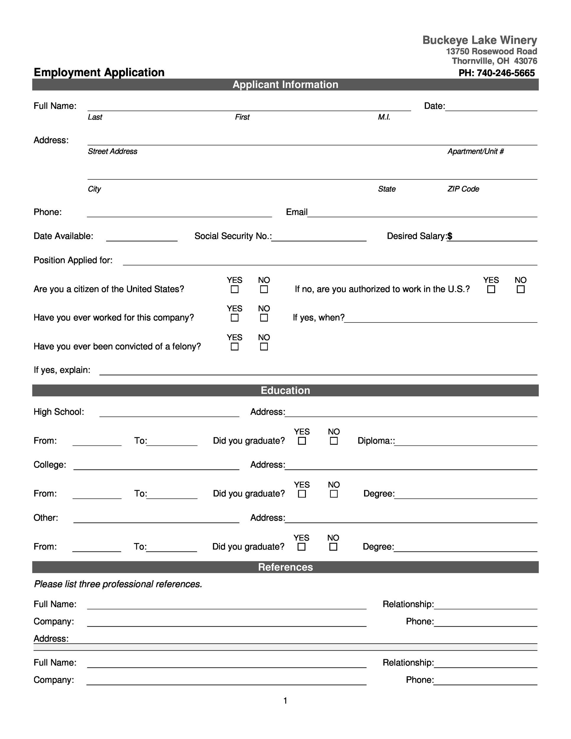 56 Free Employment &amp;amp; Job Application Form Templates [Printable] ᐅ inside Free Printable Job Application Templates