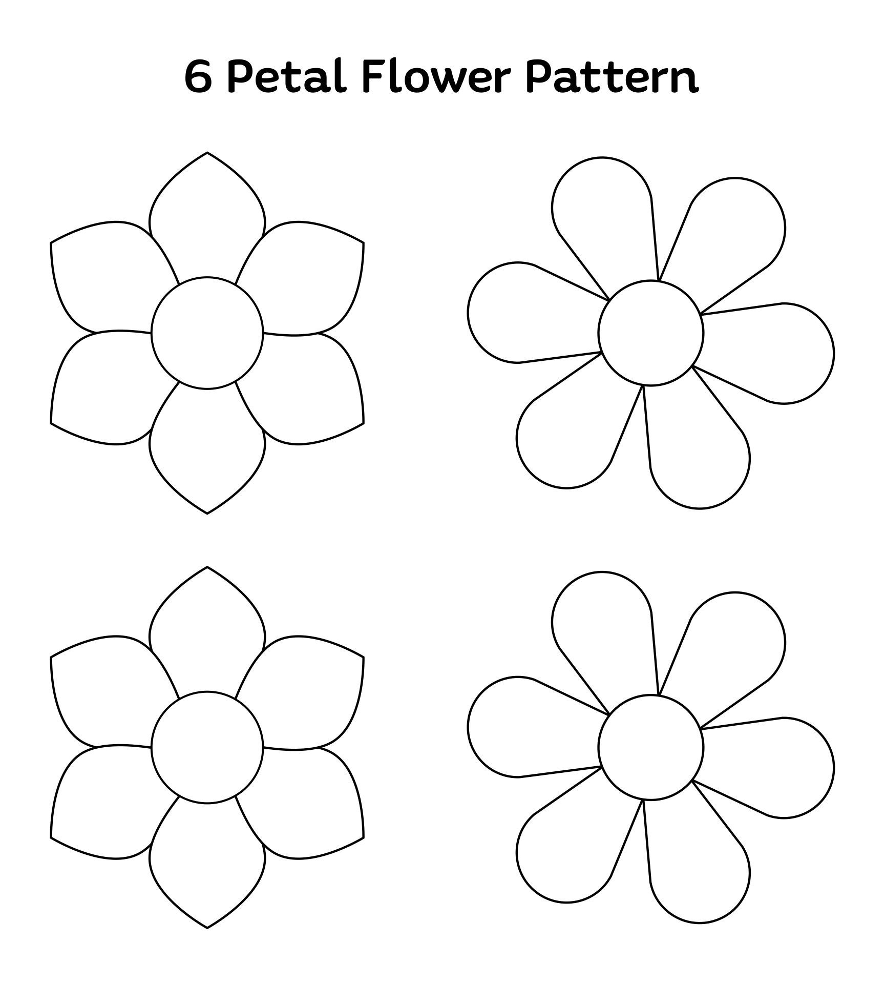 6 Petals Flowers Templates - 10 Free Pdf Printables | Printablee for 6 Petal Flower Template Free Printable