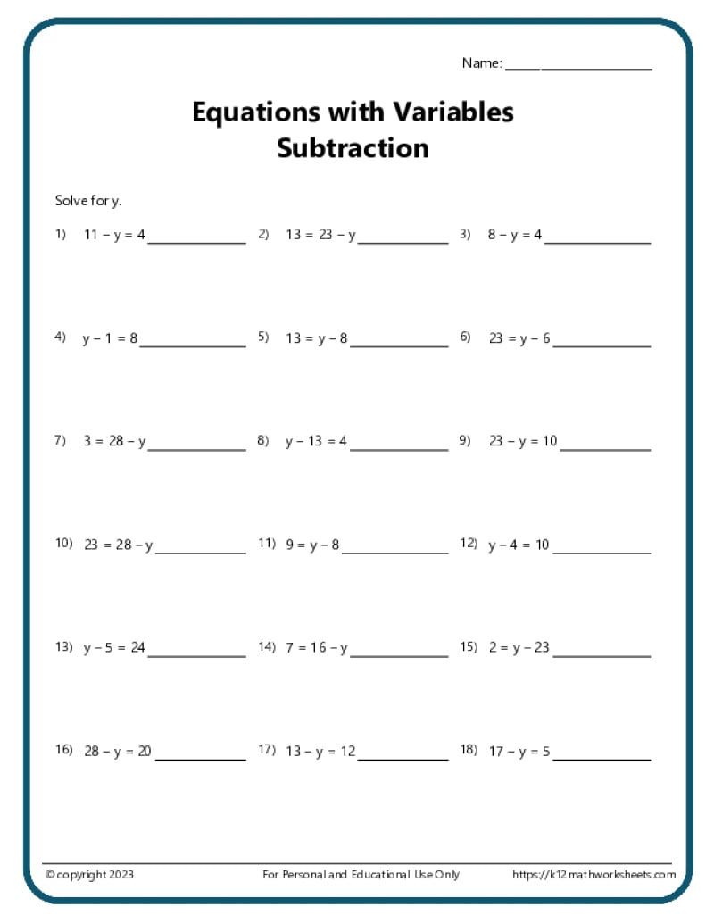 7Th Grade Algebra Worksheets for 7Th Grade Math Printable Worksheets