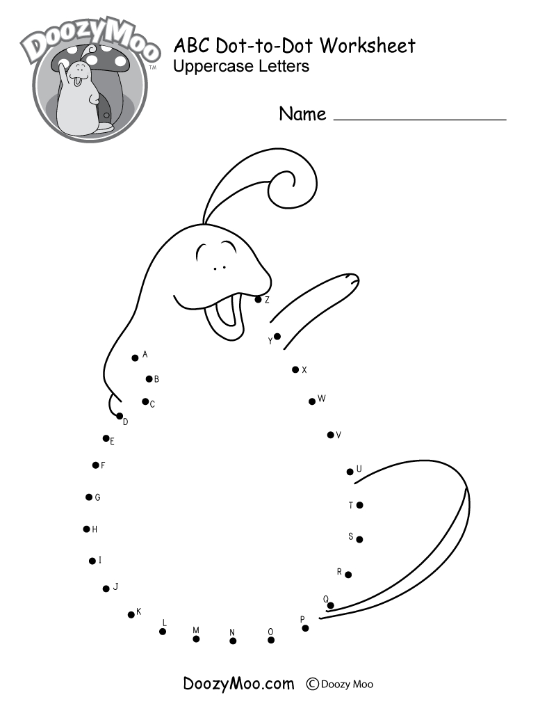 Abc Dot-To-Dot Worksheet (Free Printable) - Doozy Moo within Kindergarten Dot To Dot Printables