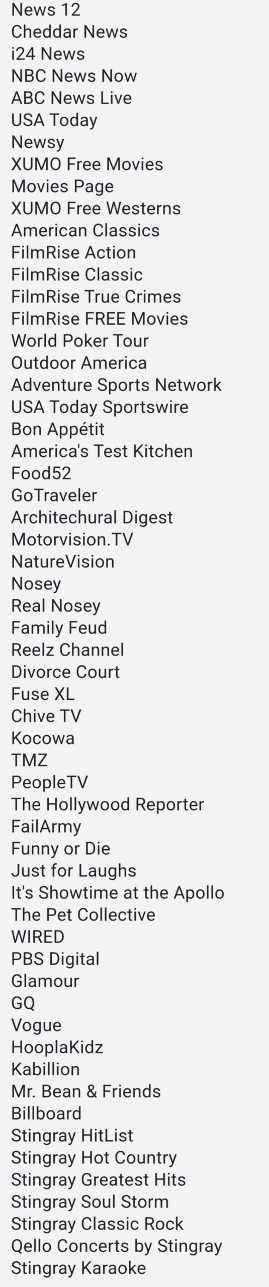 All 50 Channels To The Optimum Stream Service : R/Optimum pertaining to Printable Optimum Basic Tv Channels List
