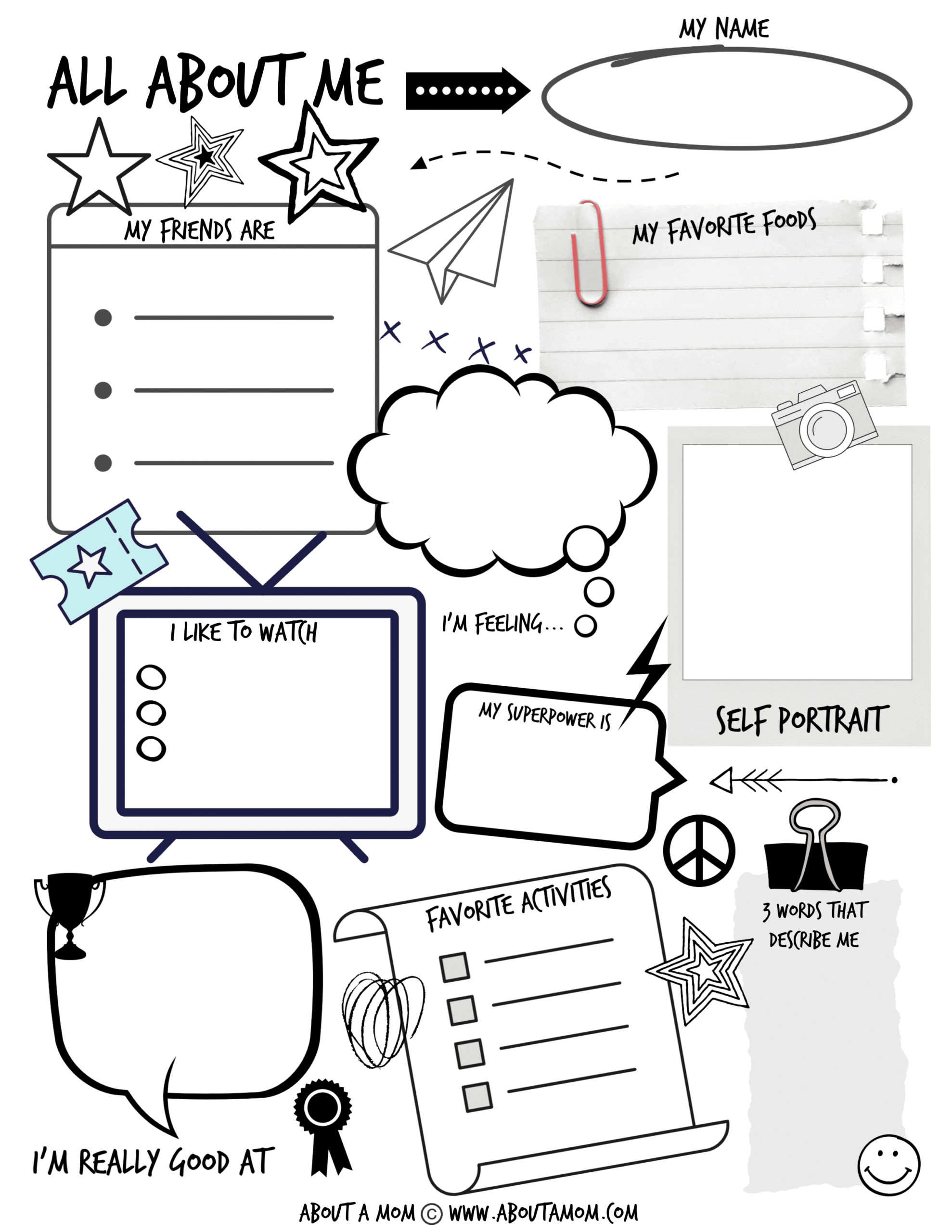 All About Me Printable Activity Page For Kids - About A Mom with regard to All About Me Page Printable