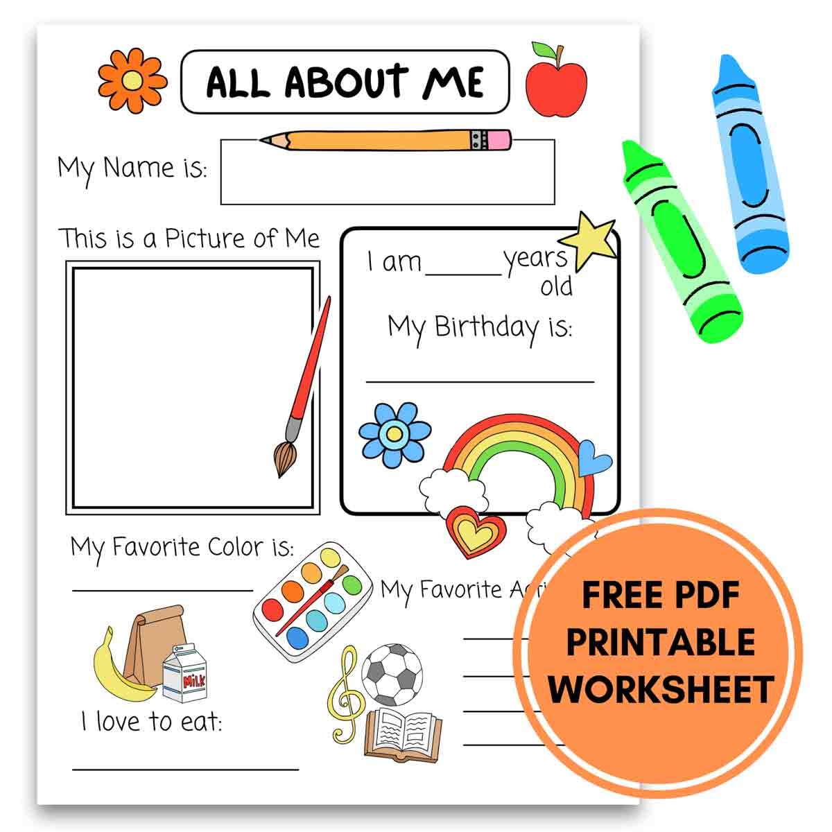 All About Me Printable Preschool Worksheet (Free Pdf) - Mindymakes intended for All About Me Printable Template
