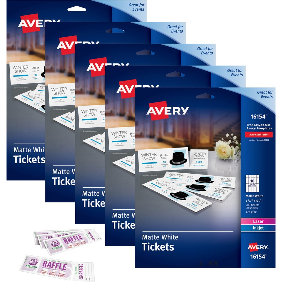 Avery® Blank Tickets With Tear-Away Stubs - 1 3/4" Widthss X 5 1/2 regarding Printable Tickets With Tear Away Stubs