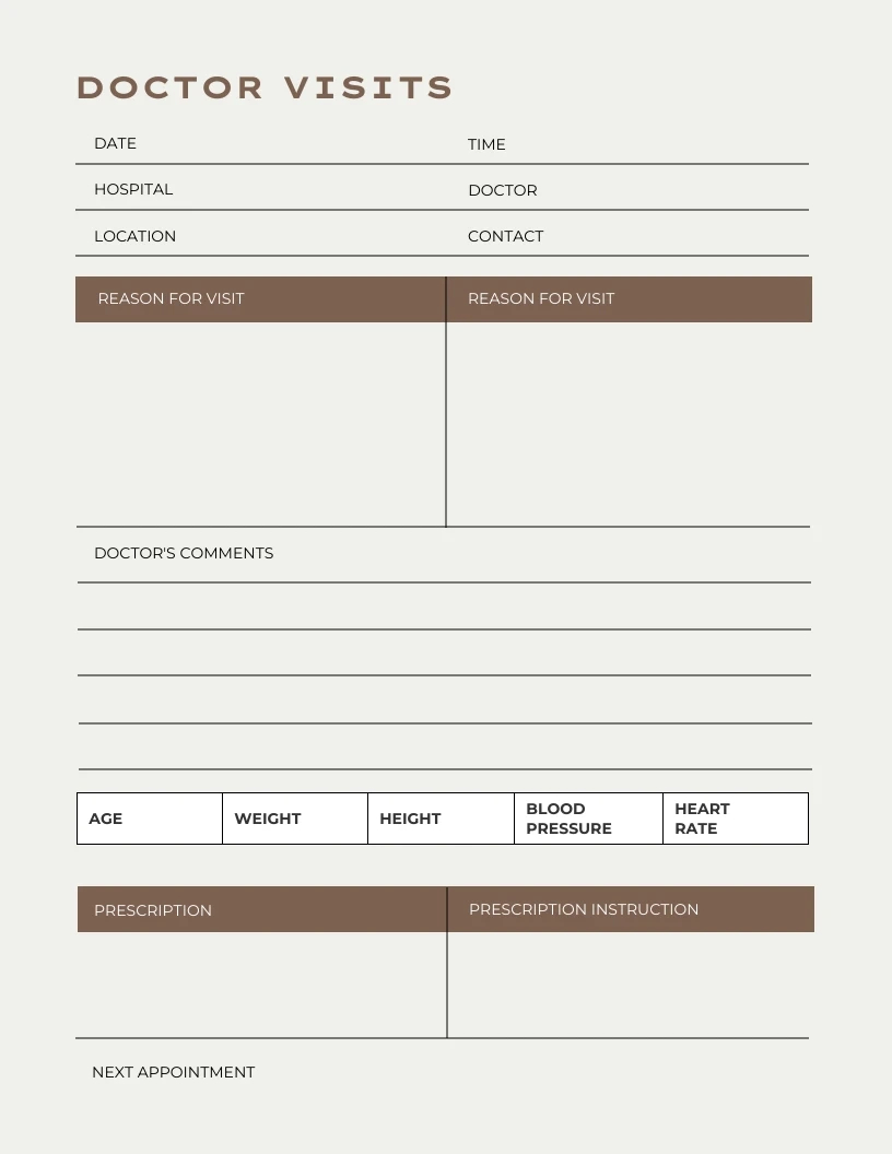 Beige Braun Arztbesuch Zeitplan Vorlage - Venngage inside Printable Doctor Visit Form Template