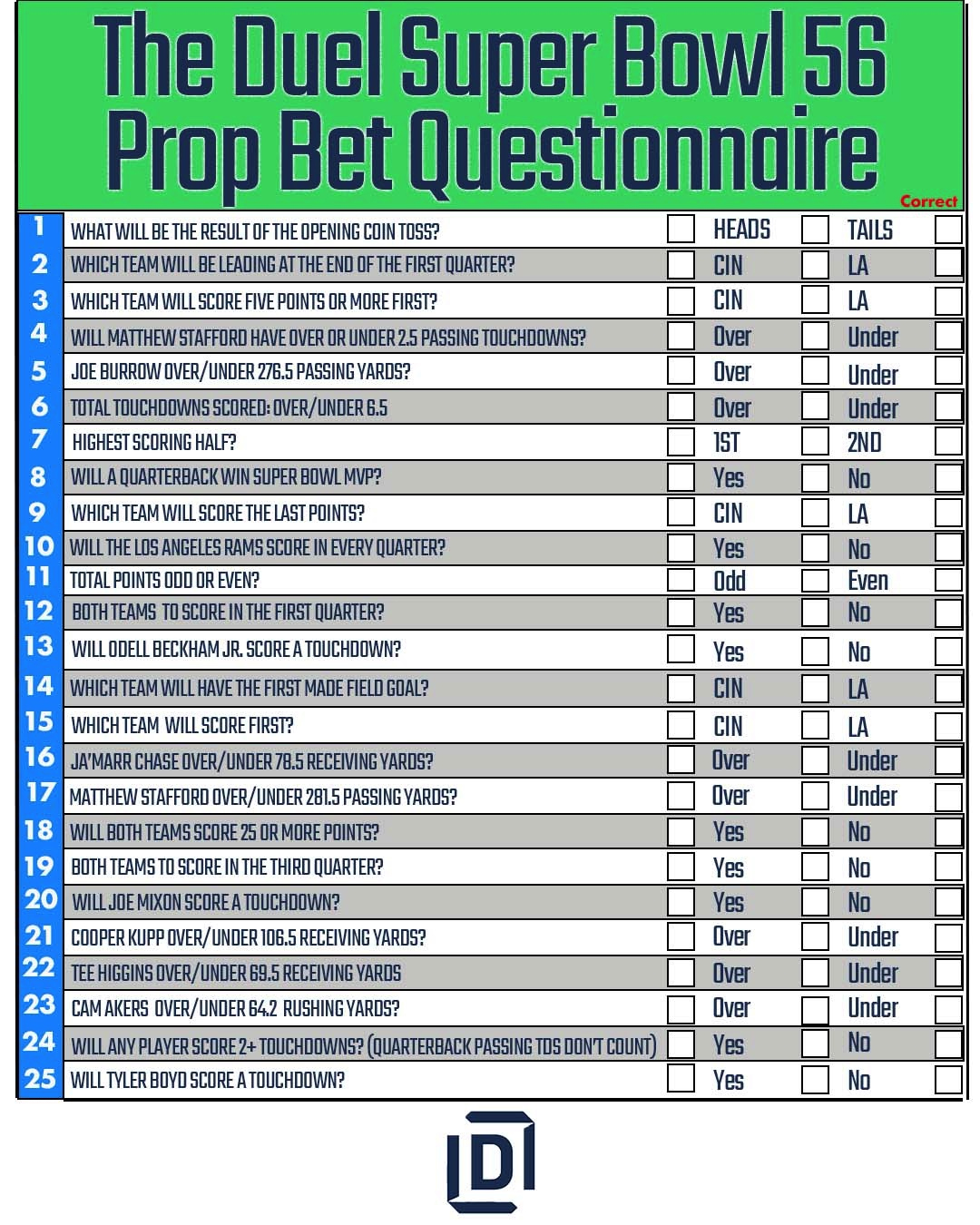 Best Printable Super Bowl Prop Bet Sheet 2022 For Your Super Bowl for Printable Super Bowl Prop Bets