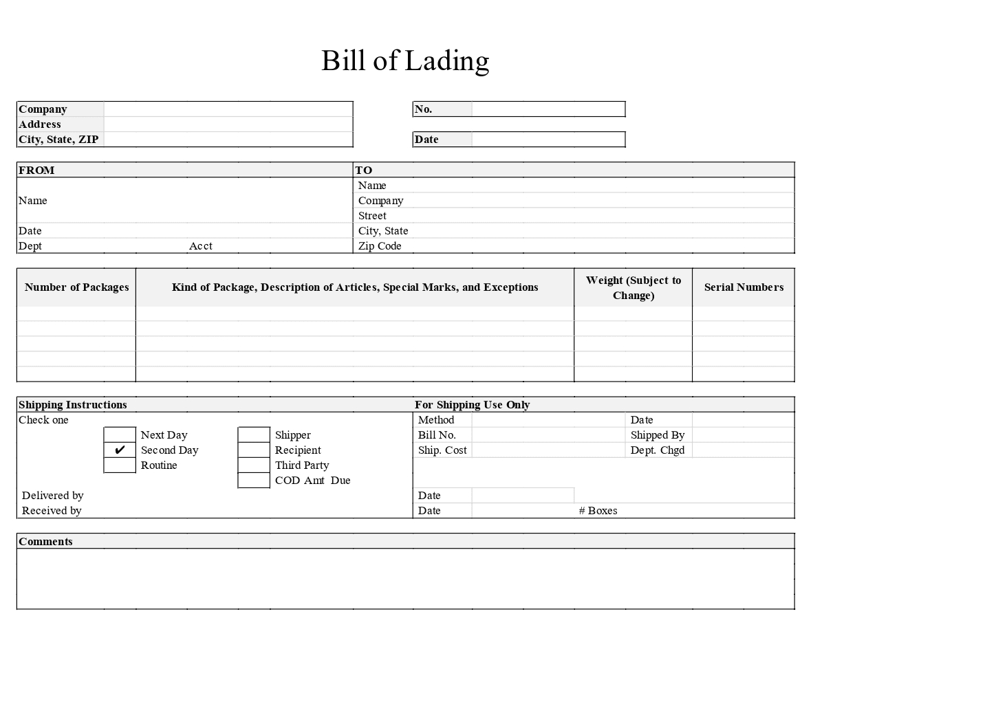 Bill Of Lading Template | Onlyoffice | Onlyoffice pertaining to Bill Of Lading Form Printable