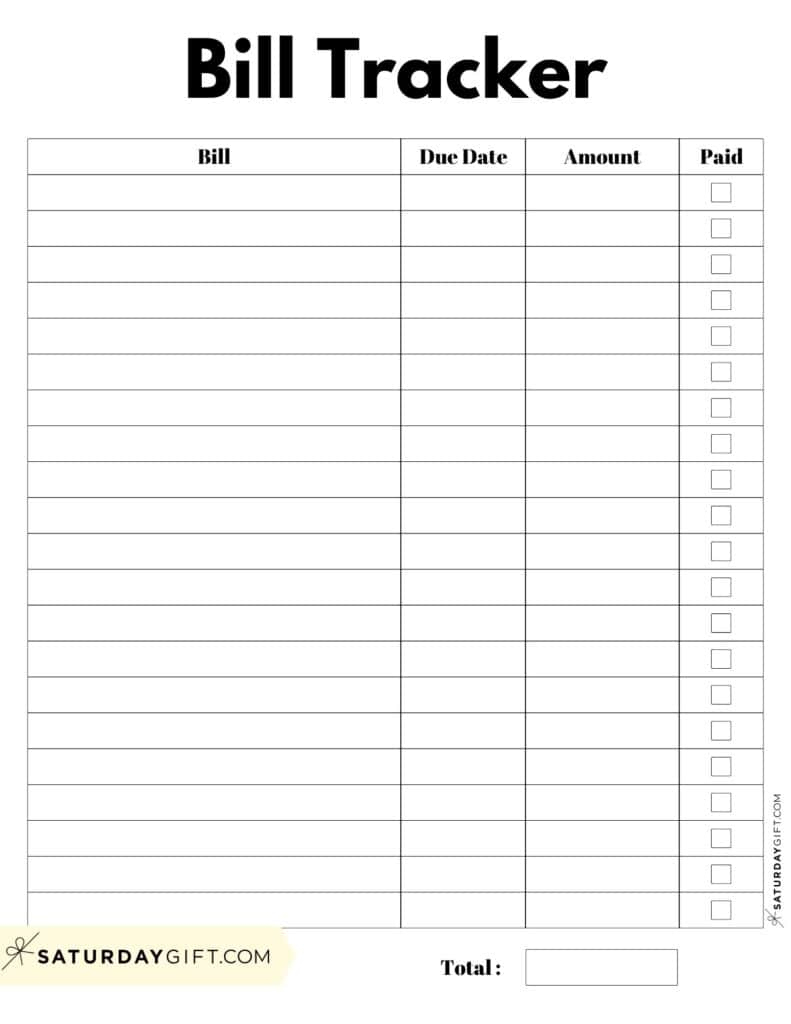 Bill Organizer Template - 39 Cute &amp;amp; Free Printable Bill Trackers in Bill Pay Checklist Free Printable