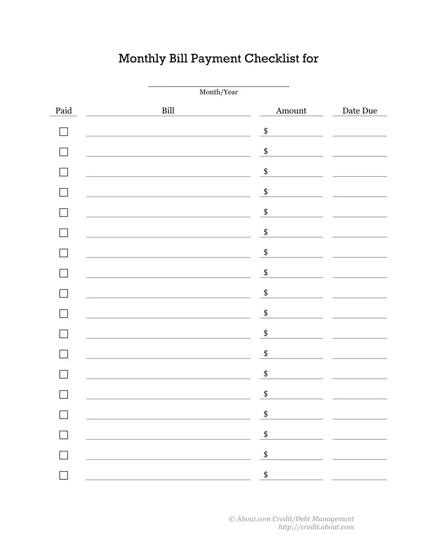 Bill Payment Checklist ≡ Fill Out Printable Pdf Forms Online with regard to Bill Pay Checklist Free Printable
