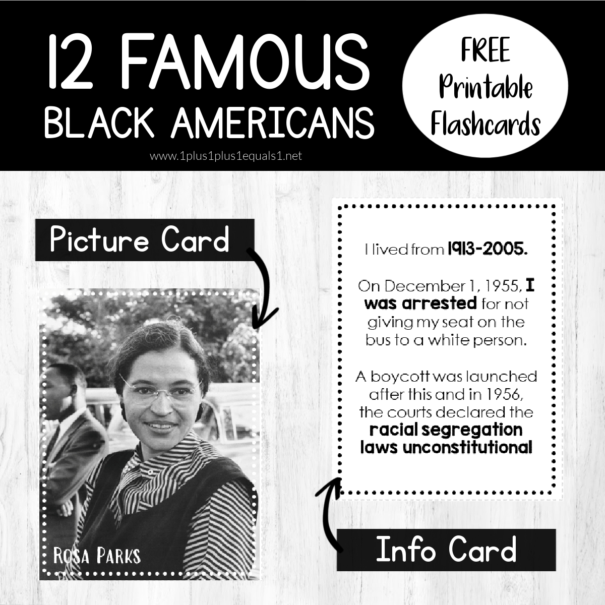 Black History Flashcards - 1+1+1=1 throughout Free Printable Black History Facts