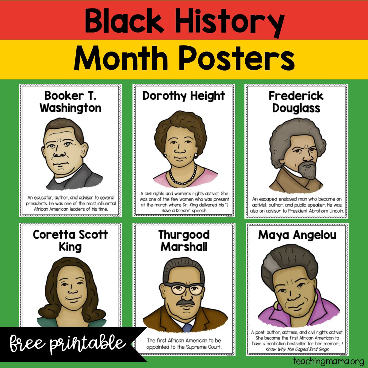 Black History Month Posters - Free Printable - Teaching Mama intended for Free Printable Black History Facts