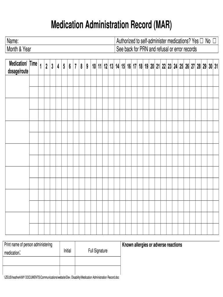 Blank Mar: Fill Out & Sign Online | Dochub regarding Free Printable Medication Administration Record