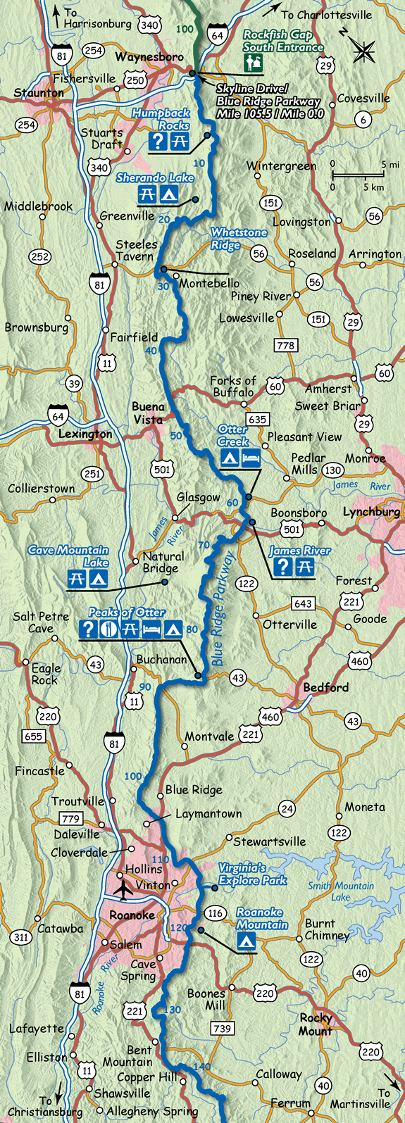 Blue Ridge Parkway Map | Blue Ridge Parkway Overlooks intended for Blue Ridge Parkway Printable Map