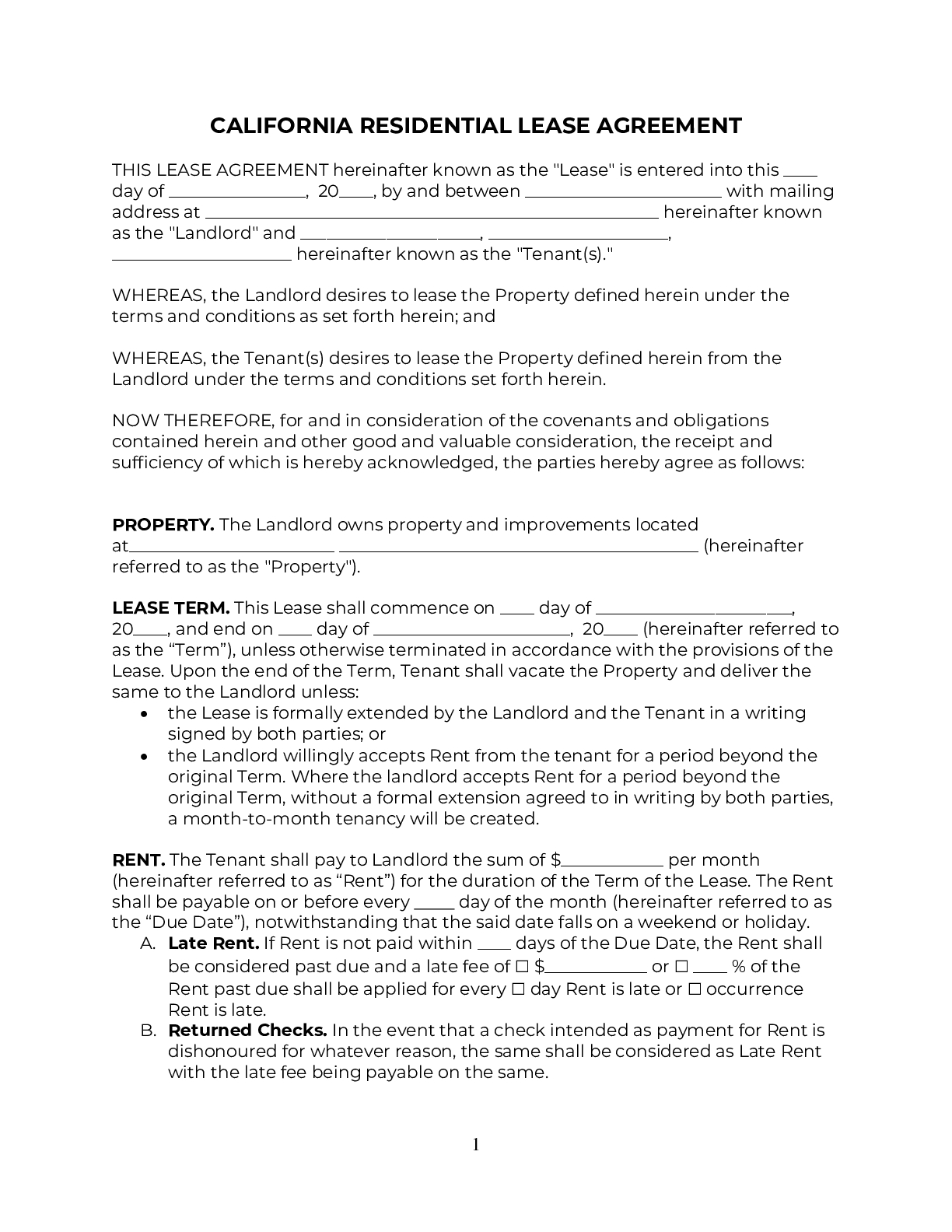 California Rental Agreement Template (2025) | Free Pdf & Doc intended for Free Printable California Residential Lease Agreement