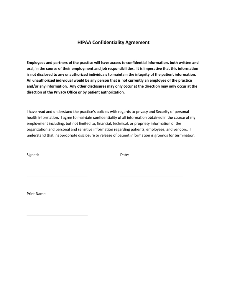 Canada Nspt Hipaa Confidentiality Agreement Form - Fill Online inside Printable Hipaa Compliance Form For Employees