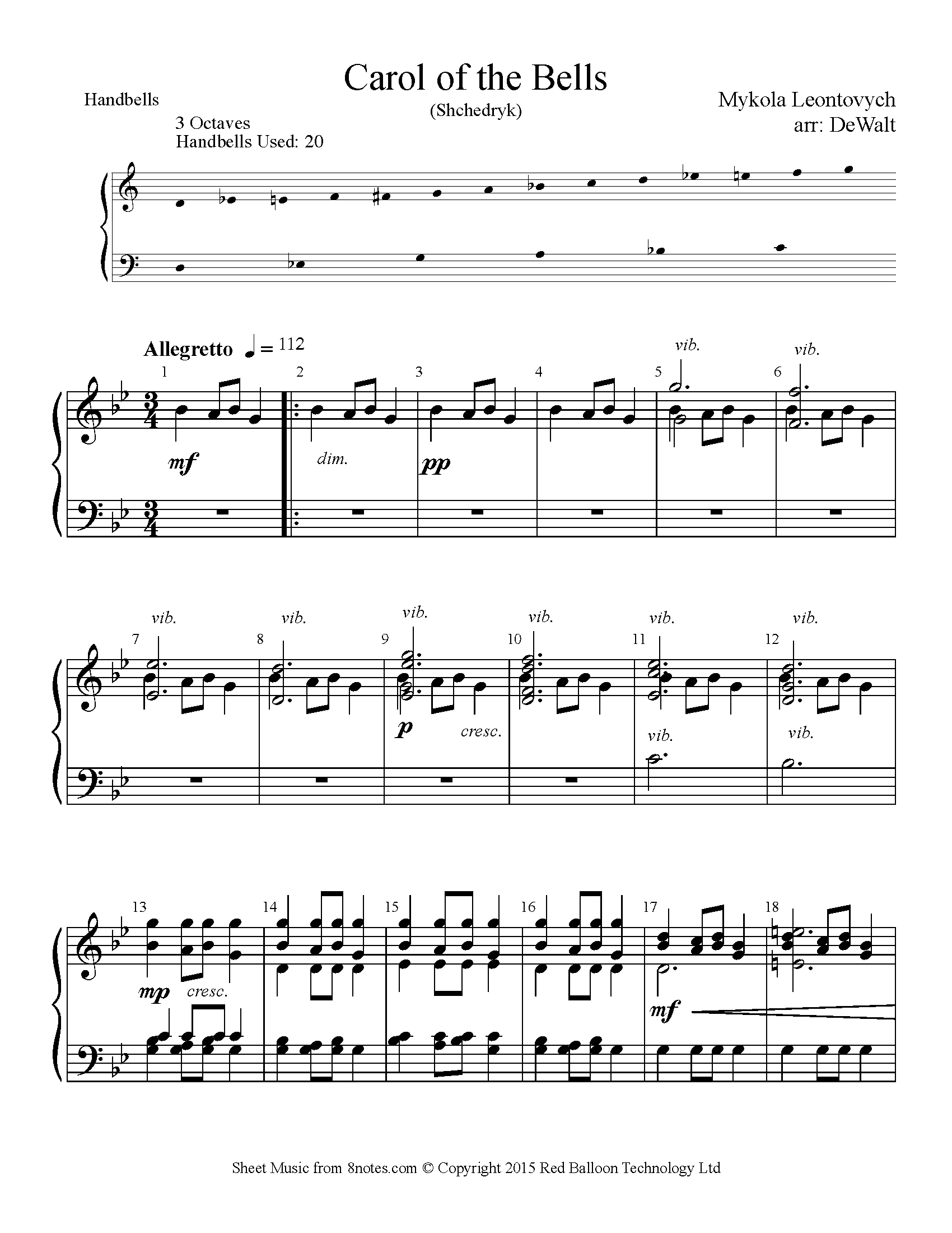 Carol Of The Bells For Handbells - Free Sheet Music For Handbells within Carol Of The Bells Printable Lyrics