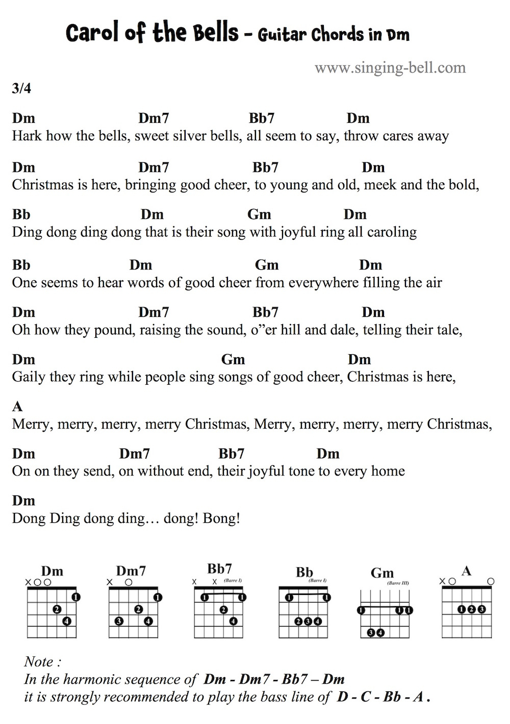 Carol Of The Bells Guitar Chords Tabs Sheet Music Pdf Free regarding Carol Of The Bells Printable Lyrics