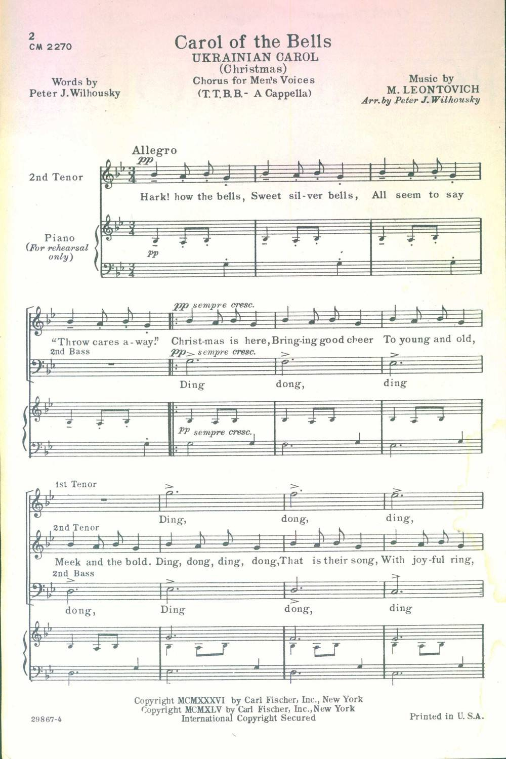 Carol Of The Bells: History And Lyrics With Translation throughout Carol Of The Bells Printable Lyrics