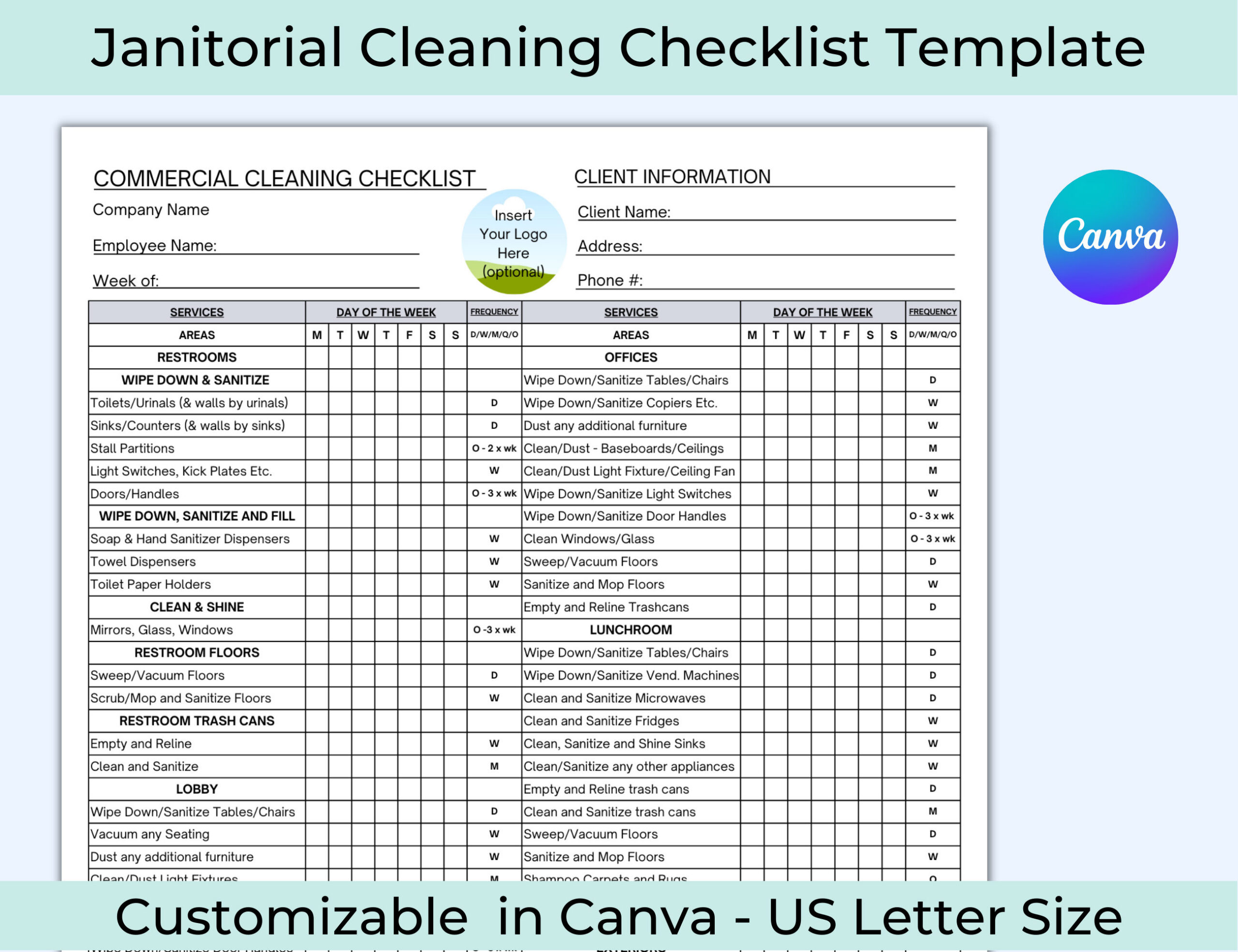 Checklist For Cleaning Service, Janitorial Cleaning Checklist intended for Commercial Cleaning Free Printable Janitorial Checklist Template