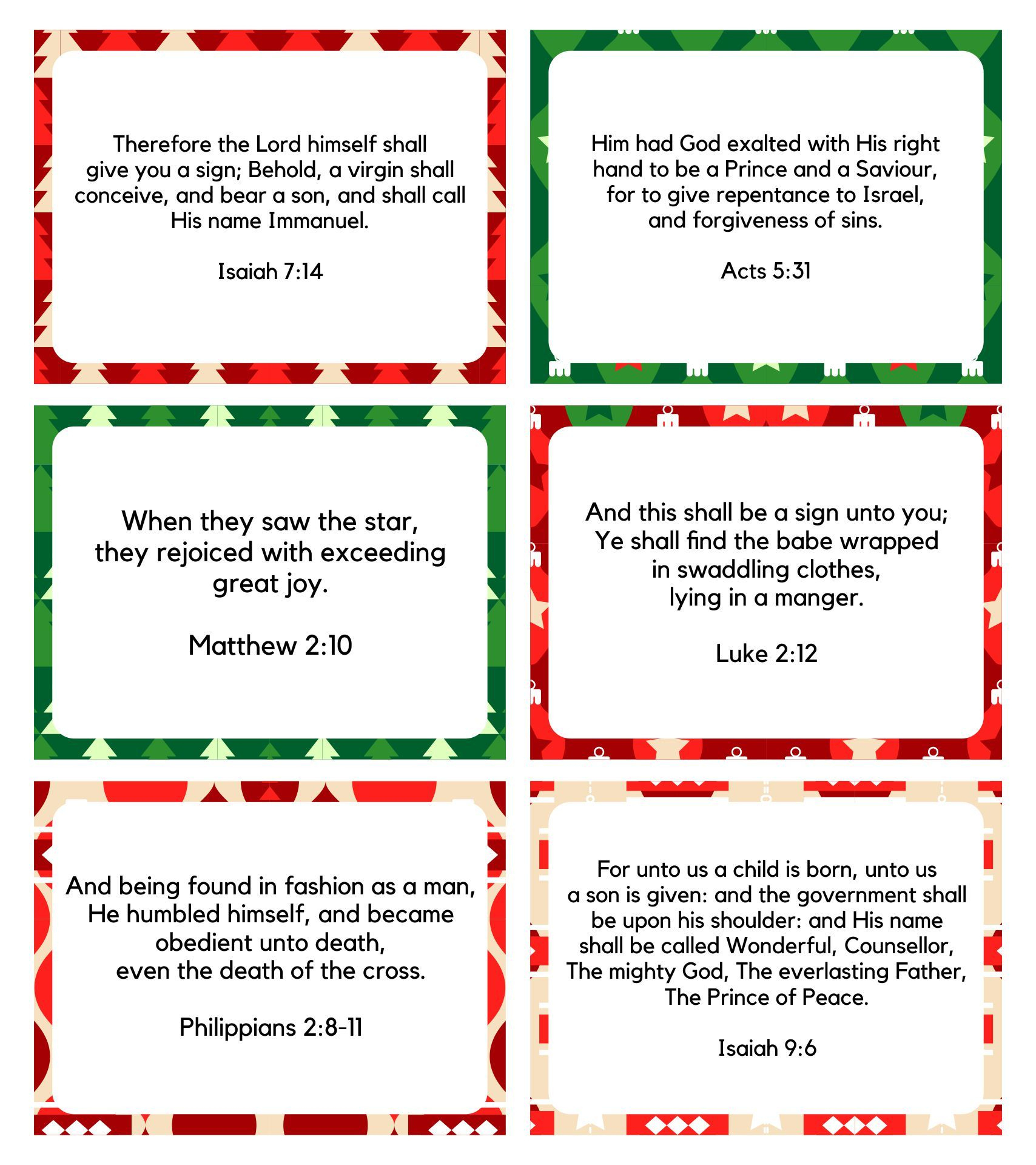 Christmas Bible Verses - 15 Free Pdf Printables | Printablee throughout Free Printable Christmas Bible Verses