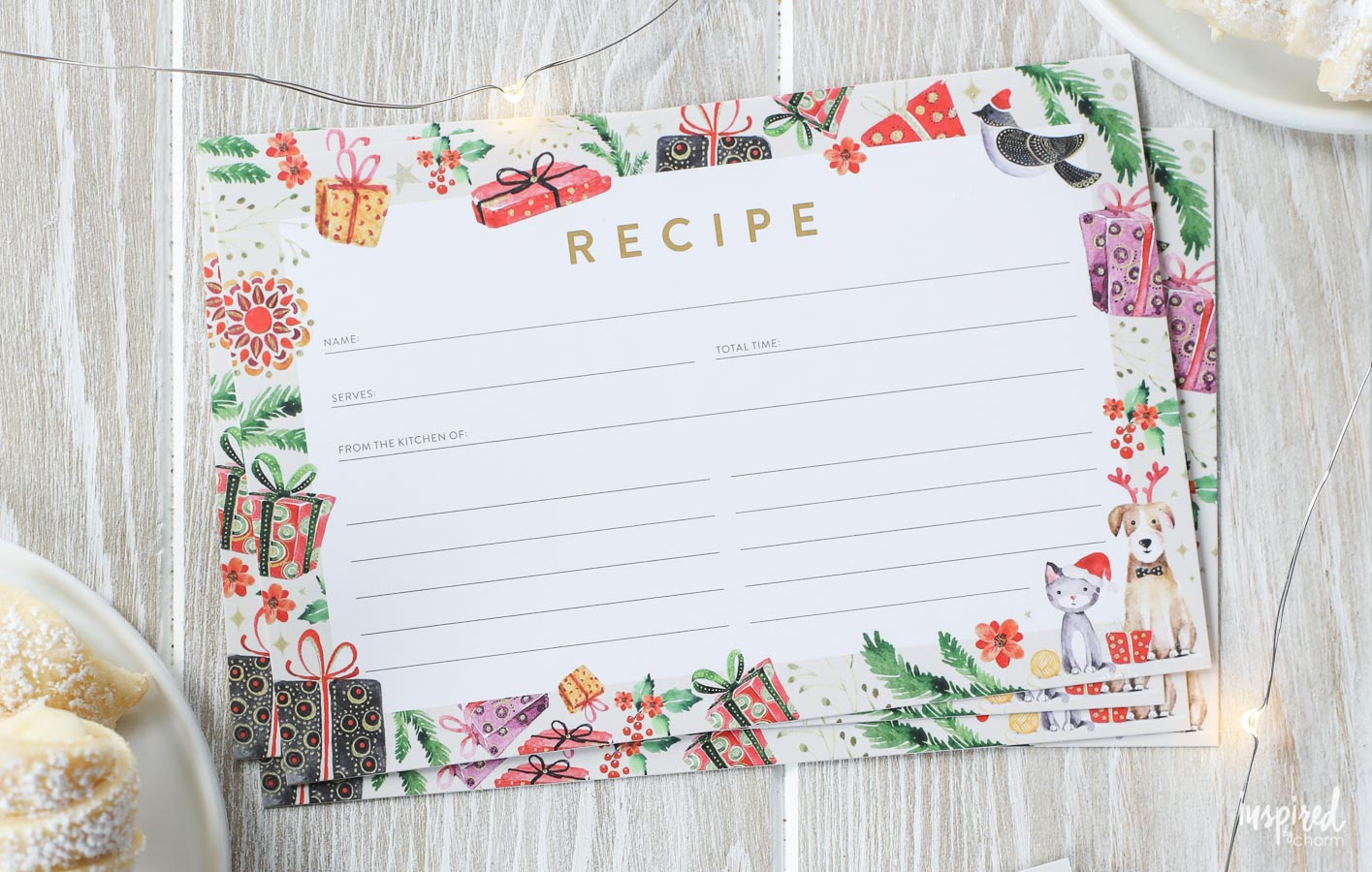 Christmas Recipe Card Printable - Holiday Recipe Card Download pertaining to Free Printable Recipe Cards Christmas