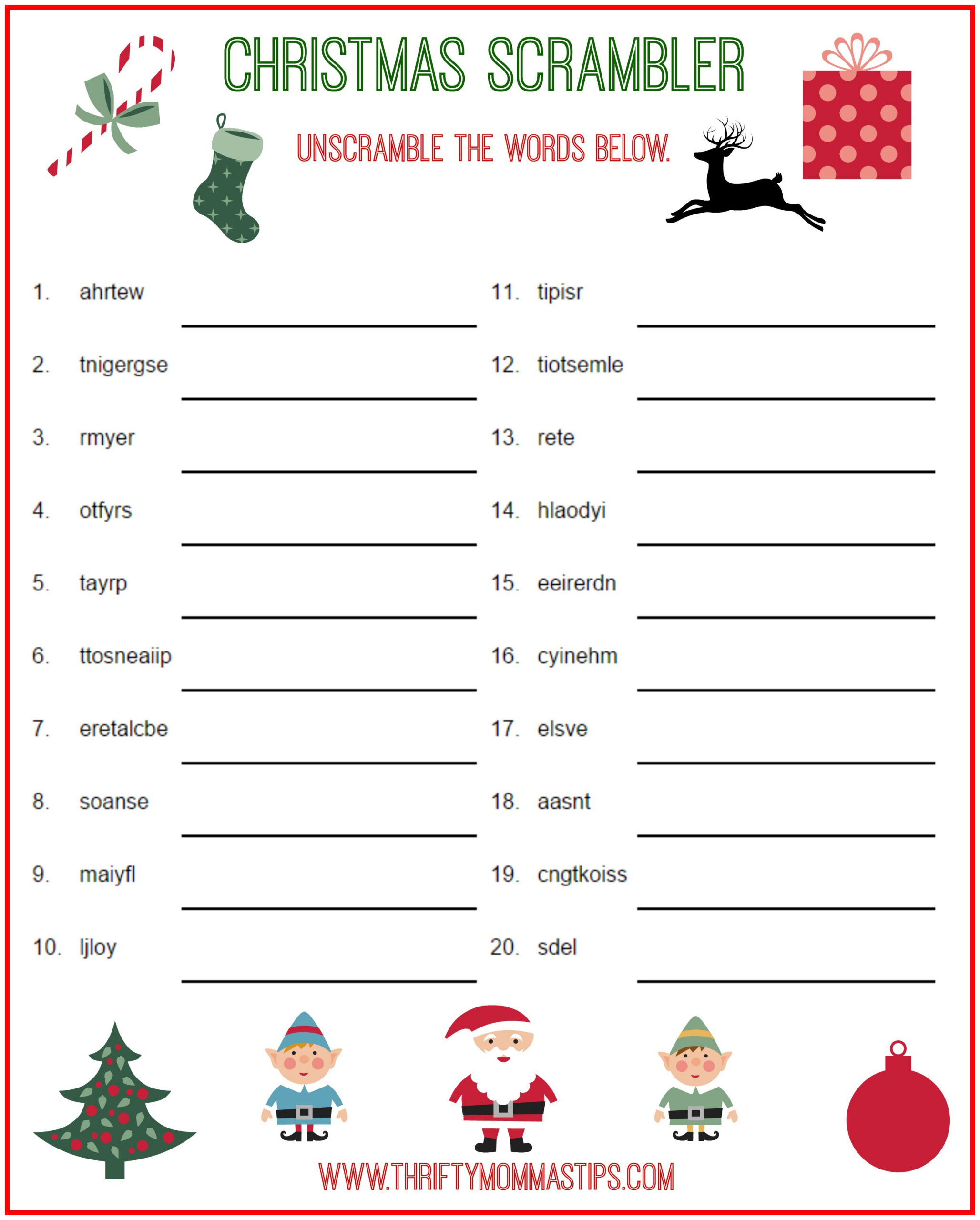Christmas Scrambler Free Word Game Puzzle - Thrifty Mommas Tips throughout Free Christmas Puzzle Games Printable