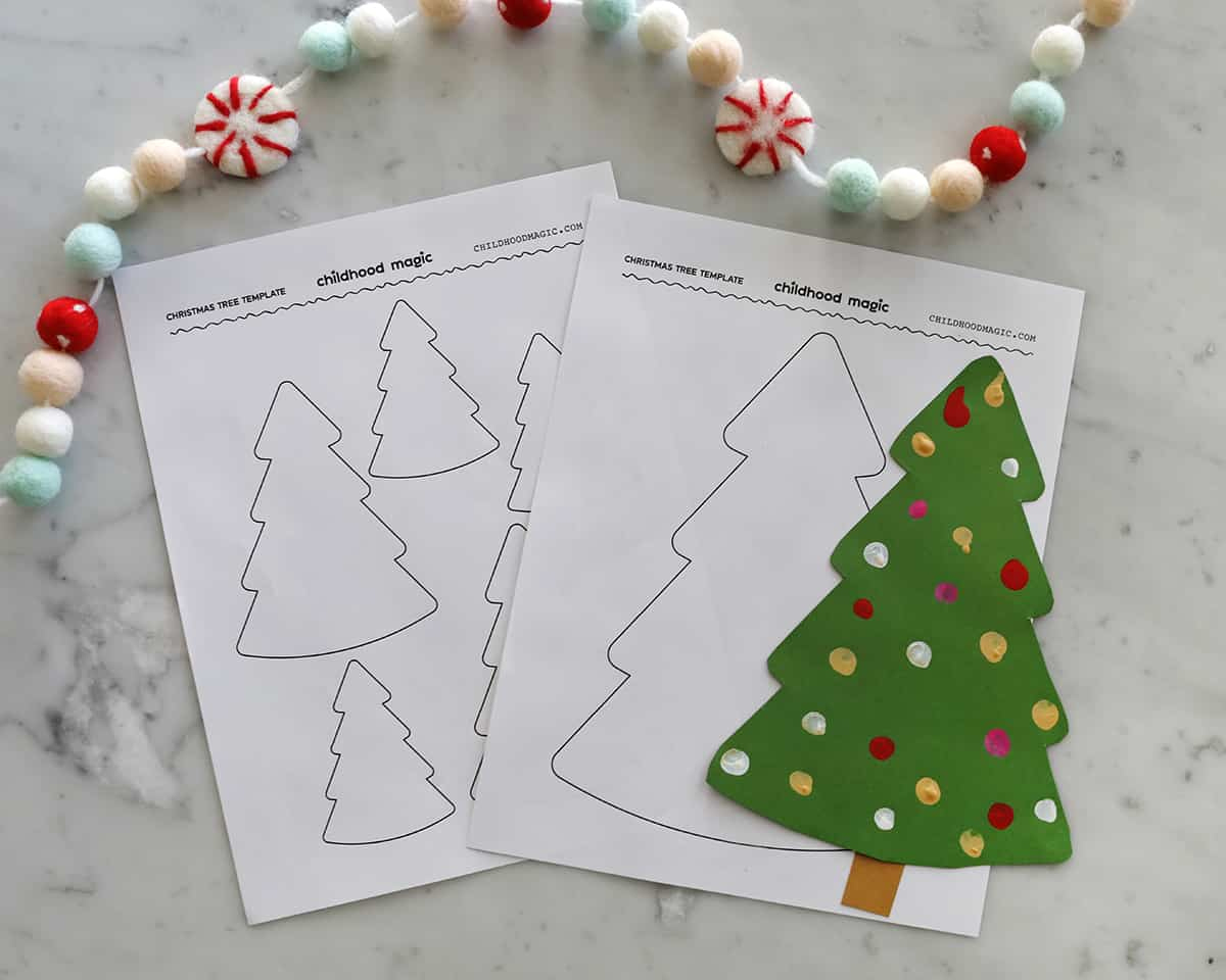 Christmas Tree Outline - Childhood Magic in Christmas Tree with Ornaments Printable